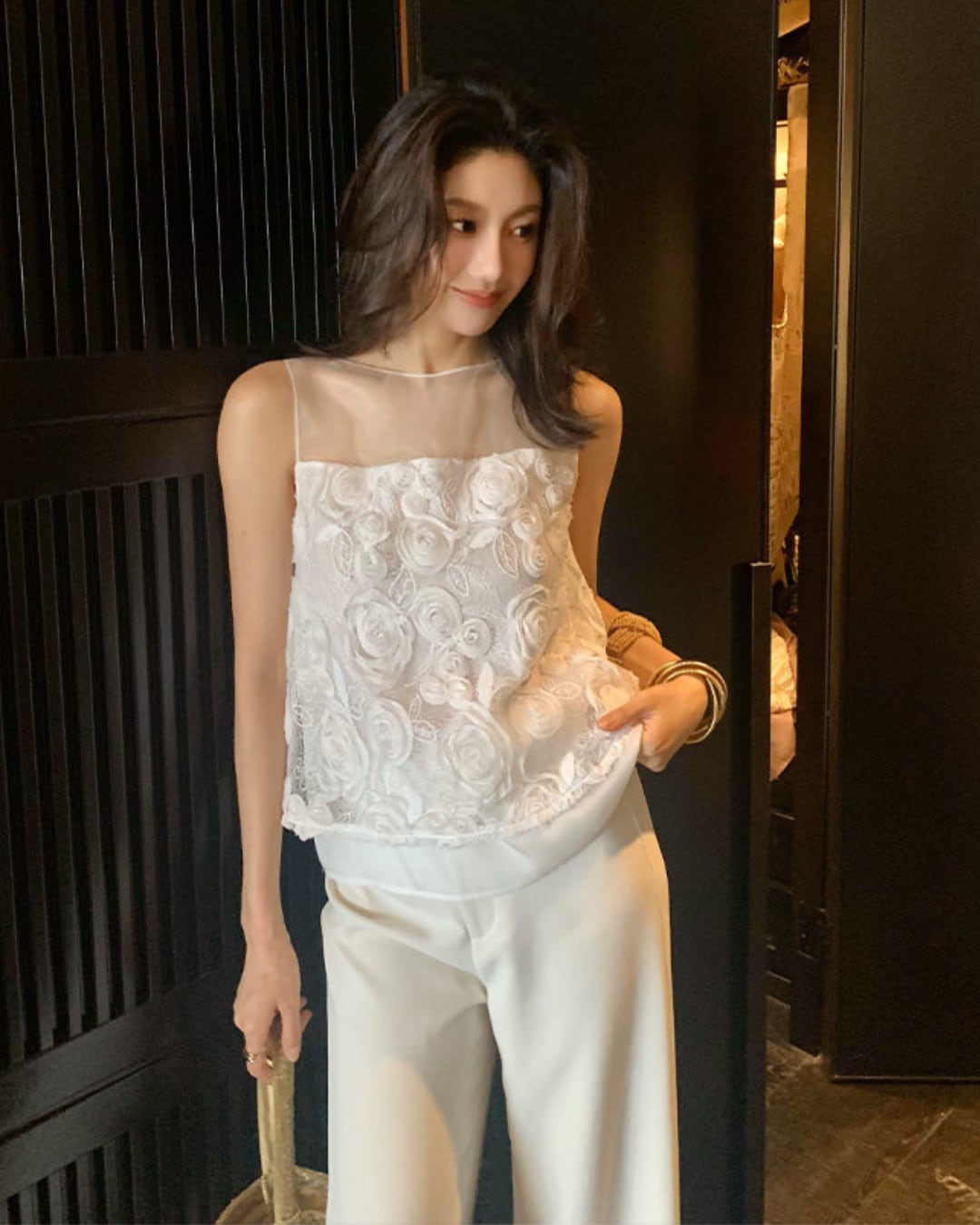 シアーフラワーデザイントップス S26026