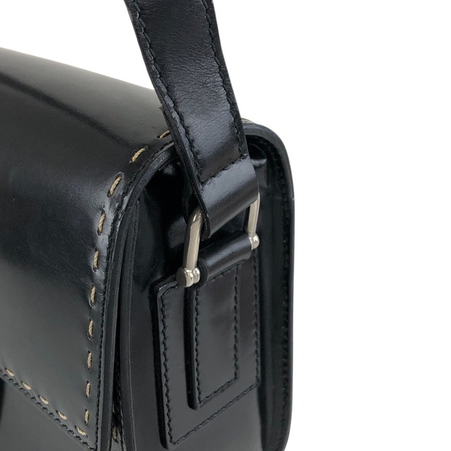 CELINE セリーヌ ショルダーバッグ ブラック シルバー ガンチーニ レザー vintage ヴィンテージ オールド ni2xww