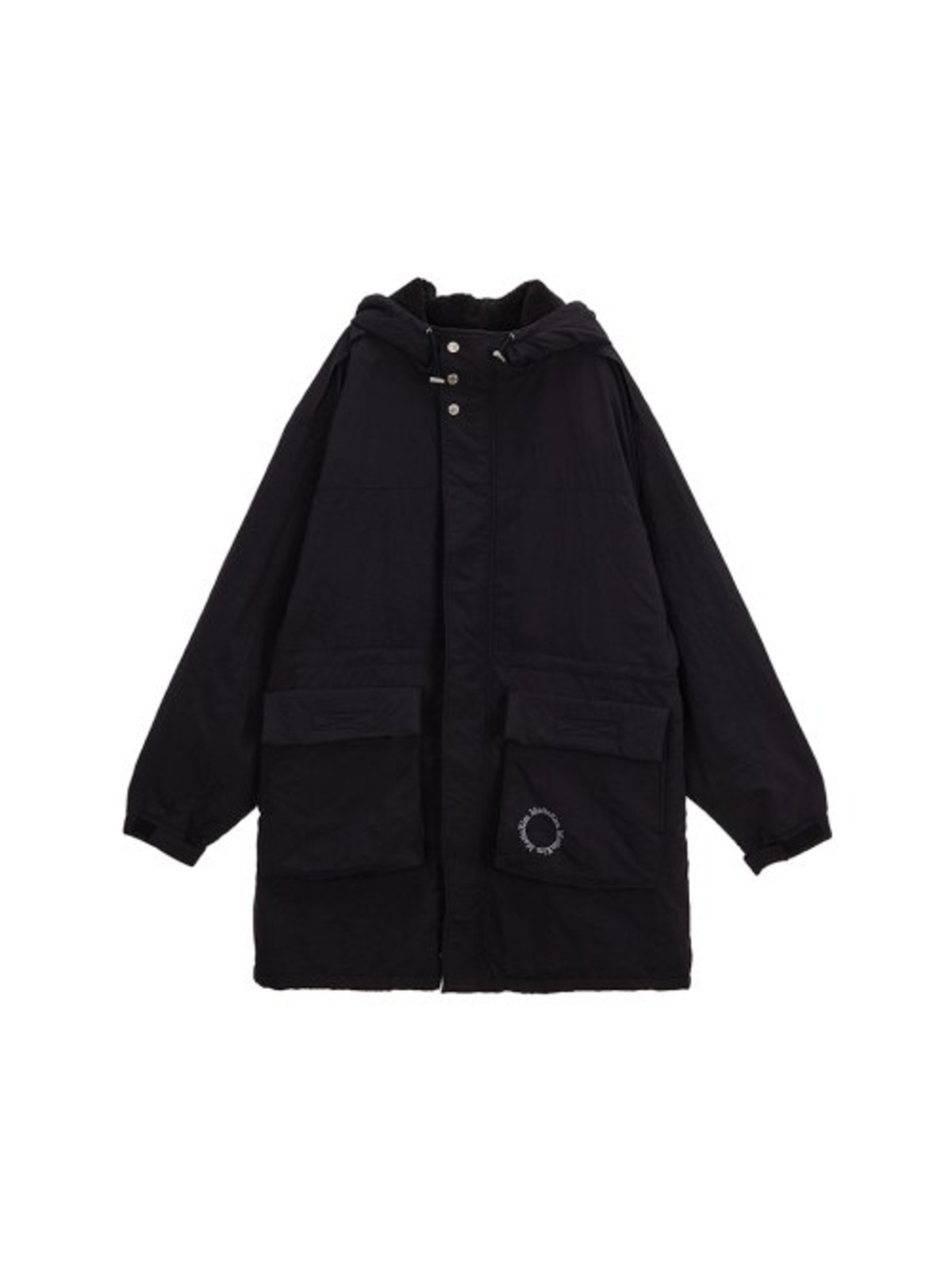 MATIN KIM] FLEECE TRIM HOODY PARKA IN BLACK | もごつ