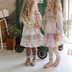 秋花柄フリル裾レギンス