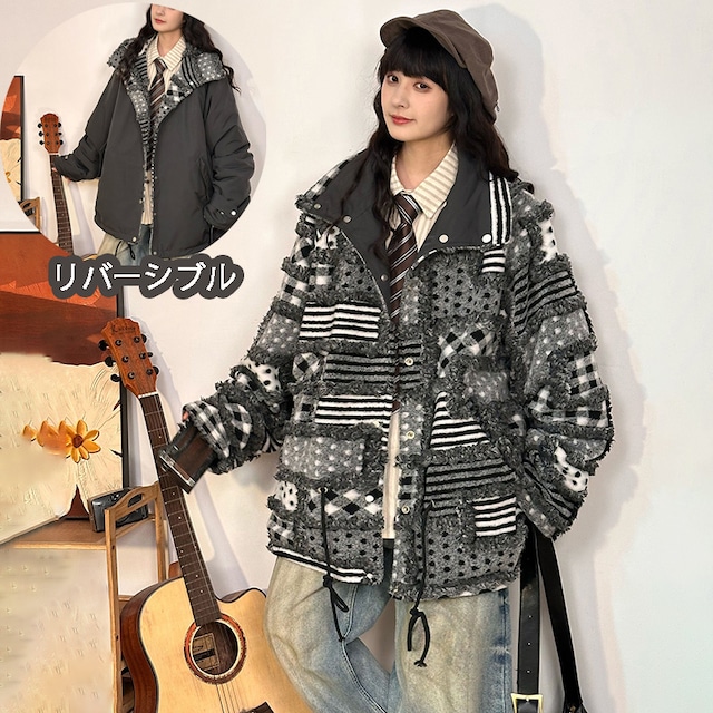 ✿リバーシブルで、2倍おしゃれ！【UATONLINEシリーズ】★冬用コート★ 綿入れコート ユニセックス