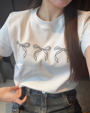 【more than cutie pie】ribbon print Tshirt