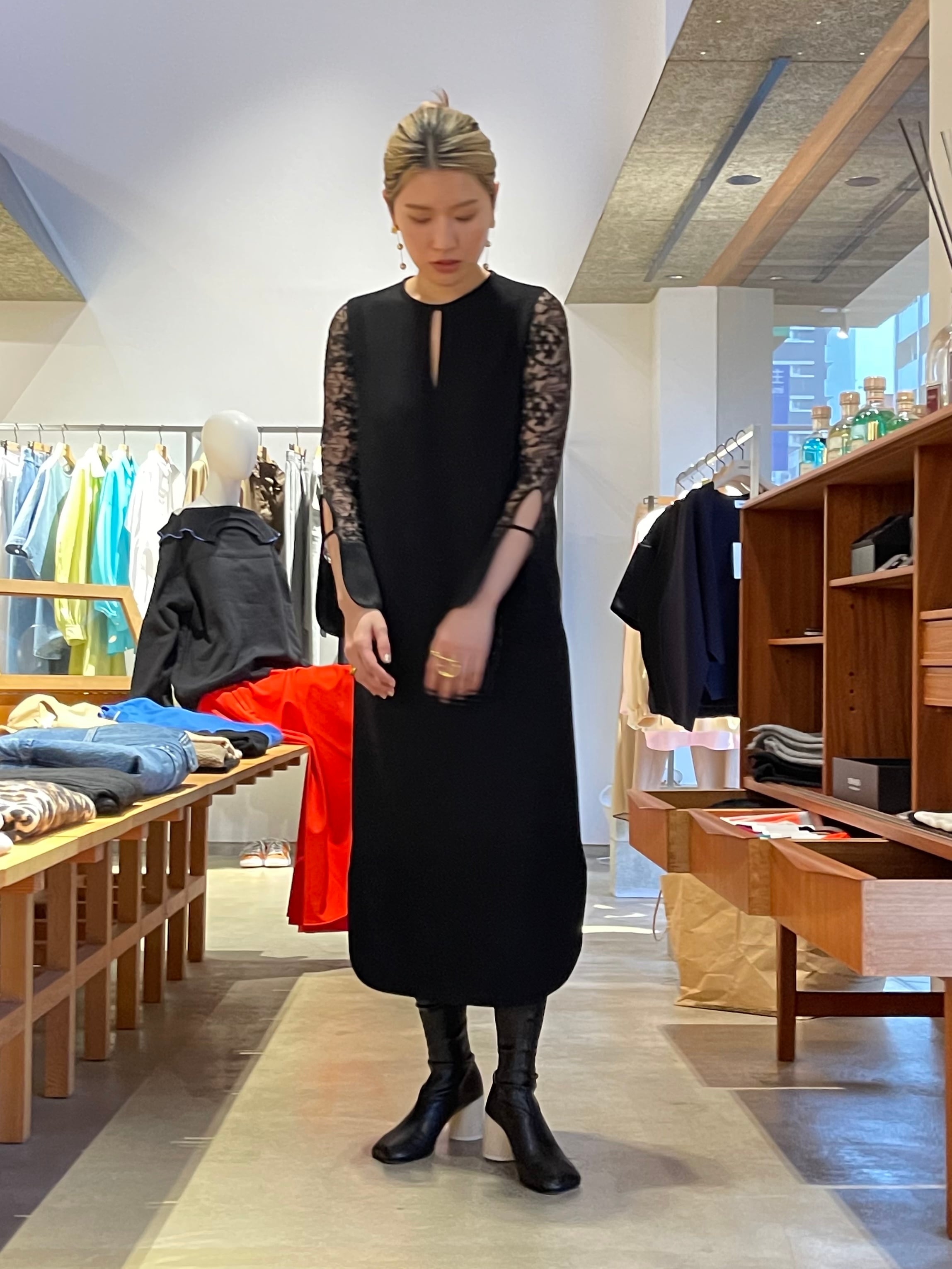 Mame Kurogouchi マメクロゴウチ / Floral Lace Sleeve Dress | TRENT 