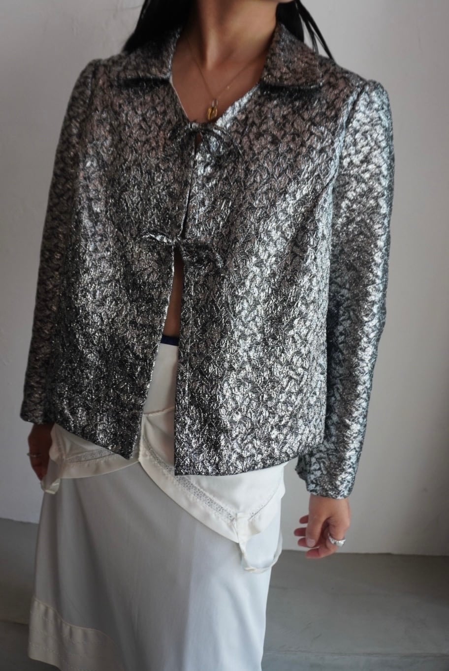美品 ミュベール Muveil ツイード ノーカラージャケット 38 muveil 