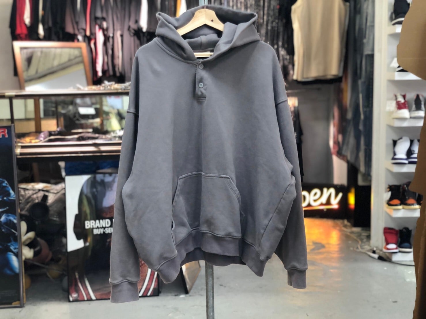 FEAR OF GOD Sixth Collection Everyday Henley Hoodie LARGE GREY ...