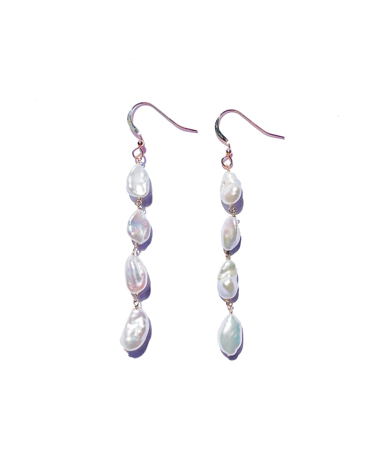 Pearl dangle pierce -Gold-