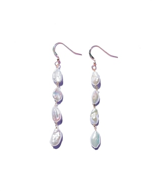 Pearl dangle pierce -Gold-