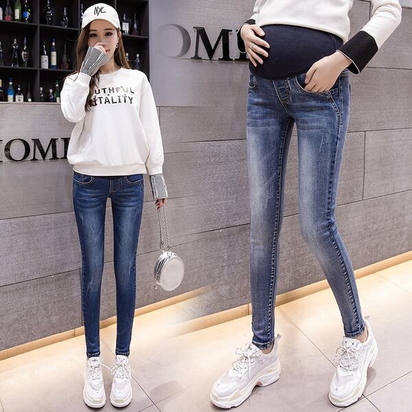 【新作】【送料無料】 マタニティウェア2020春と秋の新しいカジュアルアウターウェアジーンズバージョンの妊婦胃リフトストレッチデニムパンツ-アリババ スプリング 春物 オータム 秋物 expec230188043243