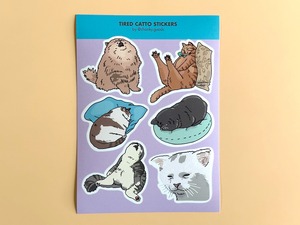 お疲れ猫のステッカーシート　Tired catto stickers【Chonky Goods by PHS】[CG-04]
