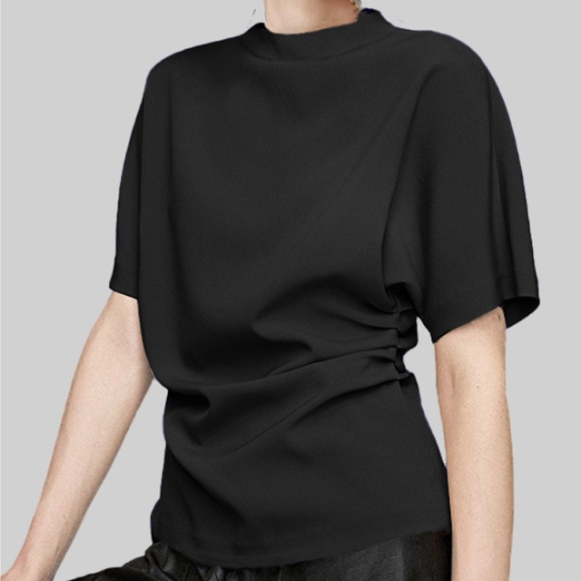モックネックハーフスリーブドレープ Tシャツ　JC0258