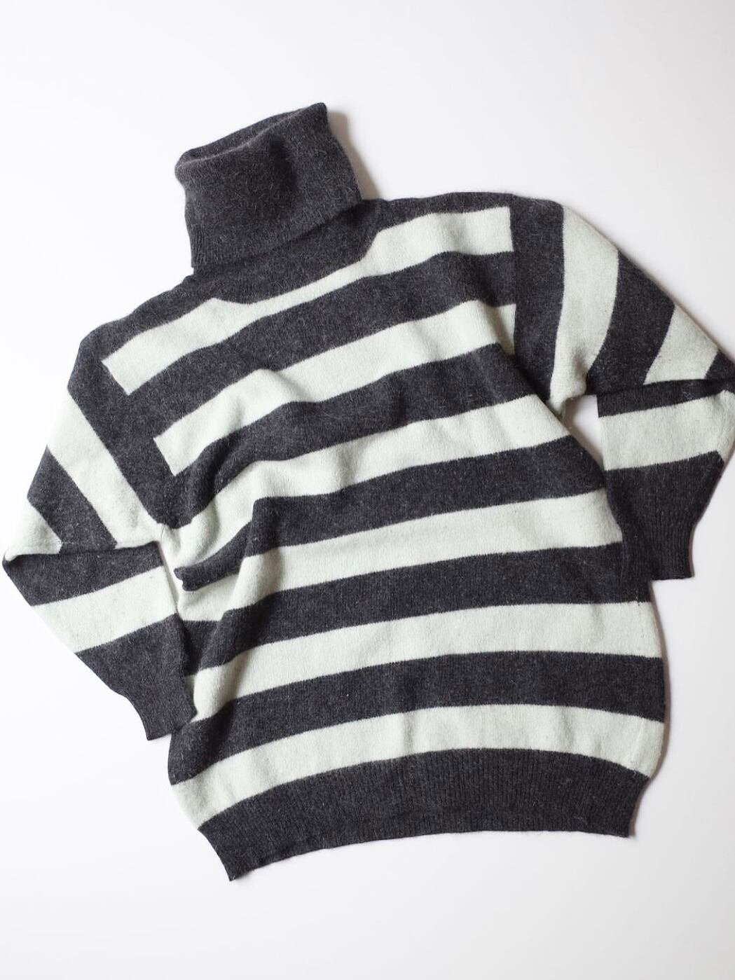 Angora border turtle neck sweater