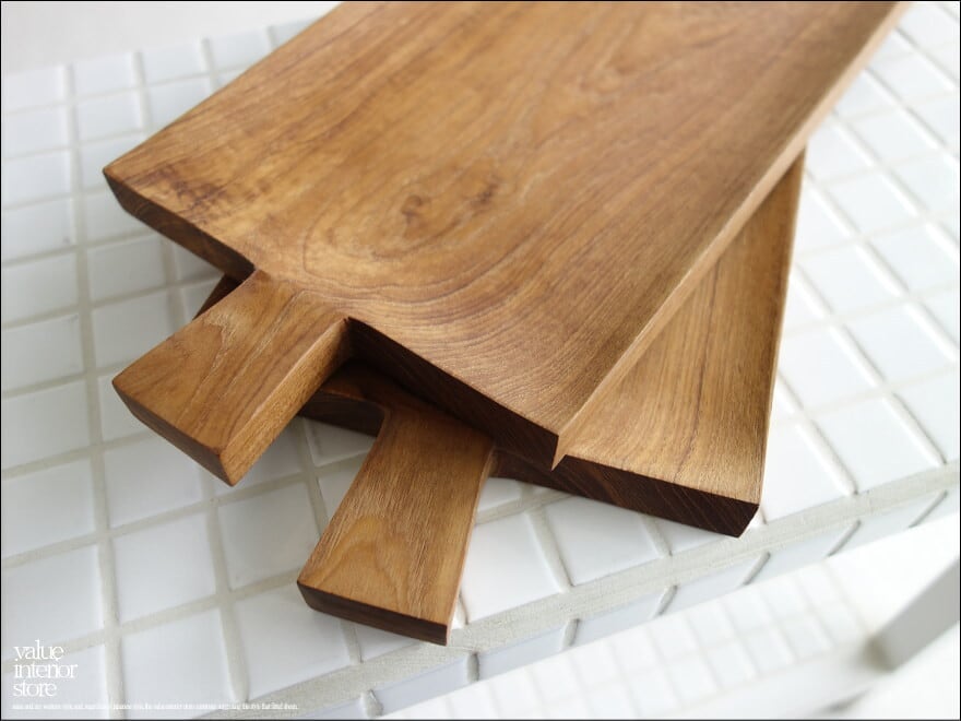 チーク無垢材 ハンドルプレート角Lsize 木皿 ディッシュ ランチ