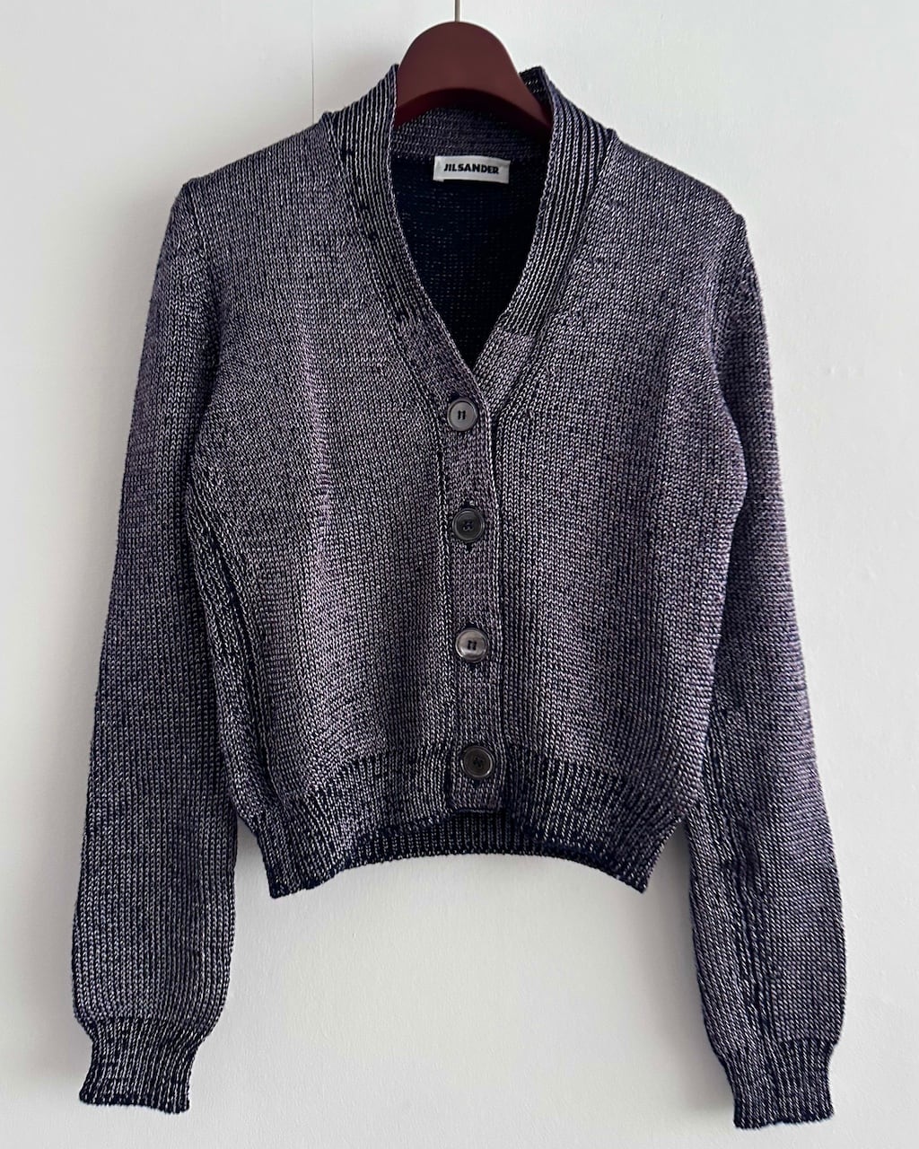 jil sander カーディガン　グレー　raf simons期 JIL SANDER METALLIC KNIT CARDIGAN | dear closet
