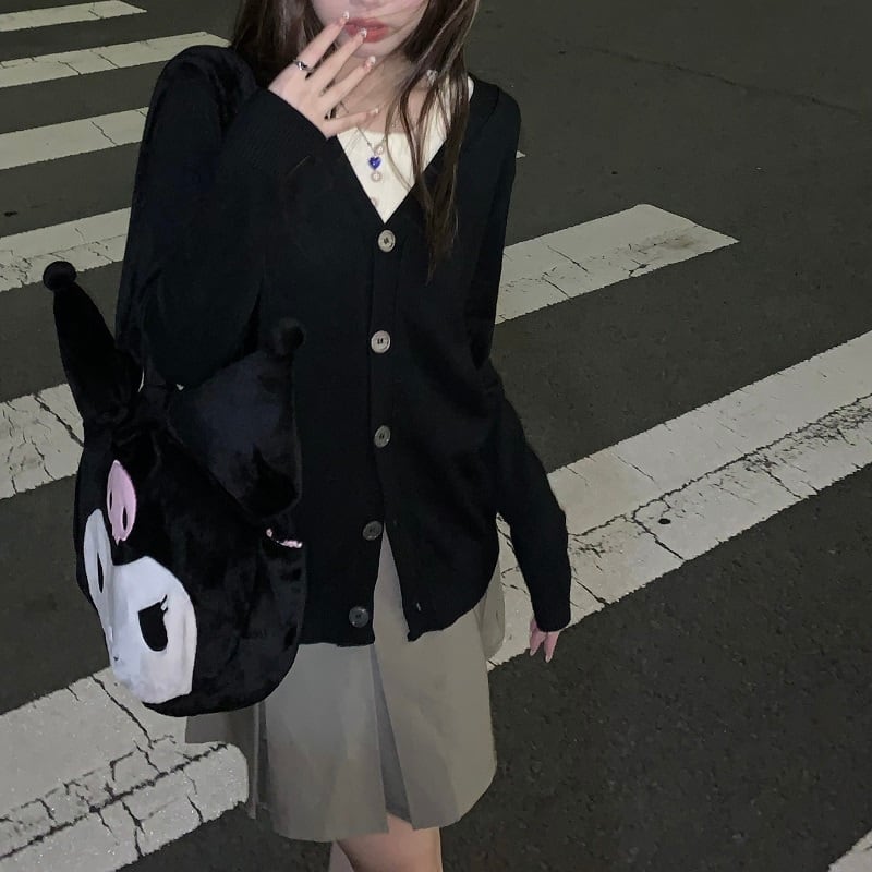 スタイルブラックニットカーディガンオータムジャケット カジュアルルーズ ロング 秋物 モンロー59785525726