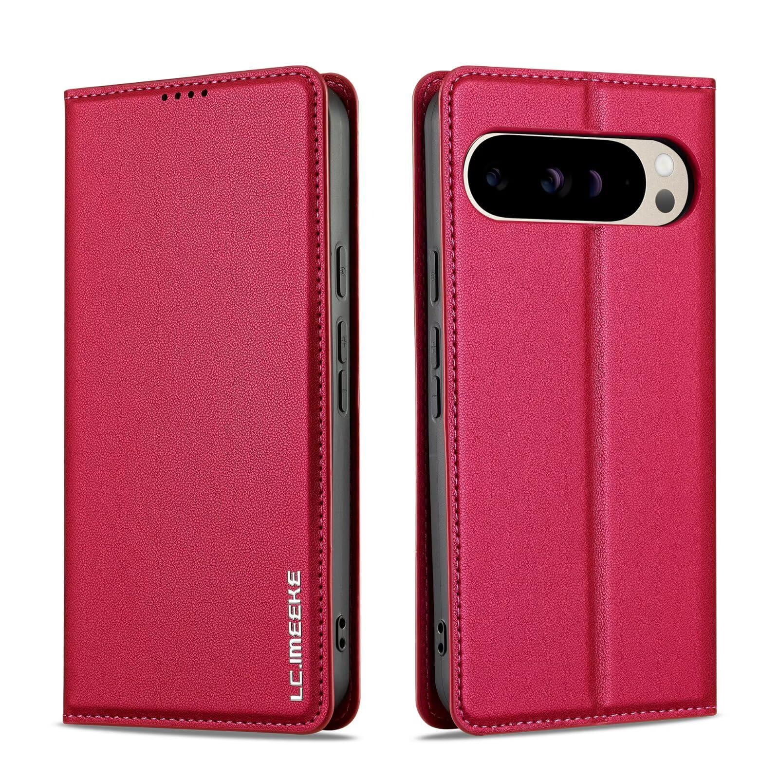 WANWO for Google Pixel 11/11 Pro ケース 手帳型 for グーグル ピクセル 11 手帳 ケース 高級PUレザー マグネット式 カード収納 横置きスタンド機能 携帯カバー 肌触り良い 薄型 軽量 防水 耐摩擦シンプル 全面保護 財布型 耐衝撃 上品な レッド