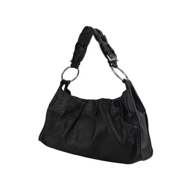 PRADA プラダ ショルダーバッグ ブラック トライアングルロゴ レザー ホーボーバッグ vintage ヴィンテージ オールド bs6gm7