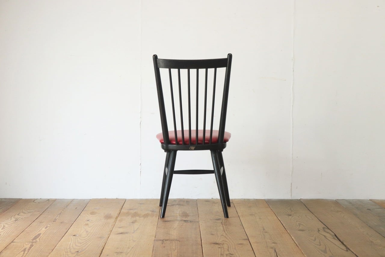 レトロ ダイニングチェア 椅子 食堂 木製 合皮 レザー 赤 レッド 松田