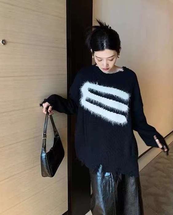 ライン入り　ダメージニット　AJ222-6300