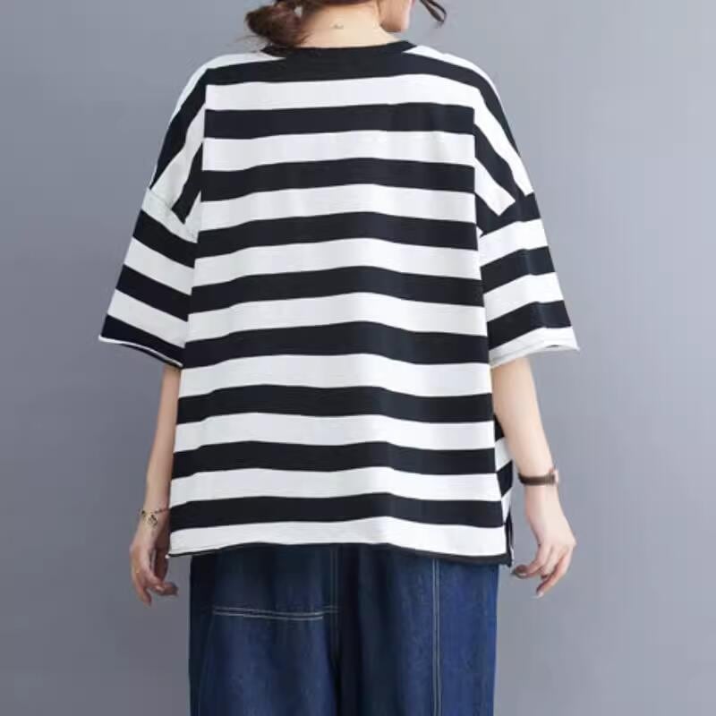 半袖ボーダーボックスTシャツ10554 | さらり＊ふわり