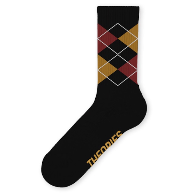 THEORIES / SOCKS / STAMP ARGYLE CREW / BLACK