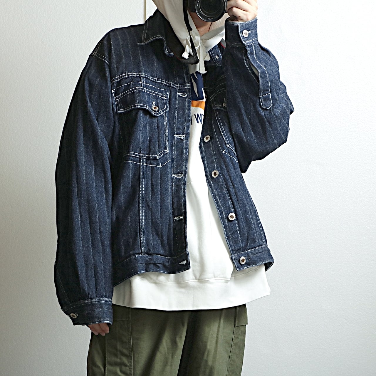 URBAN EDGE ストライプ デニム シャツ ジャケット 古着 used