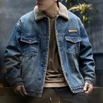 Long Sleeve Fleece Lined Patch Pocket Denim Jacket ◇2color H0939