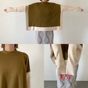 バイカラーポンチョニット tops/マスタード