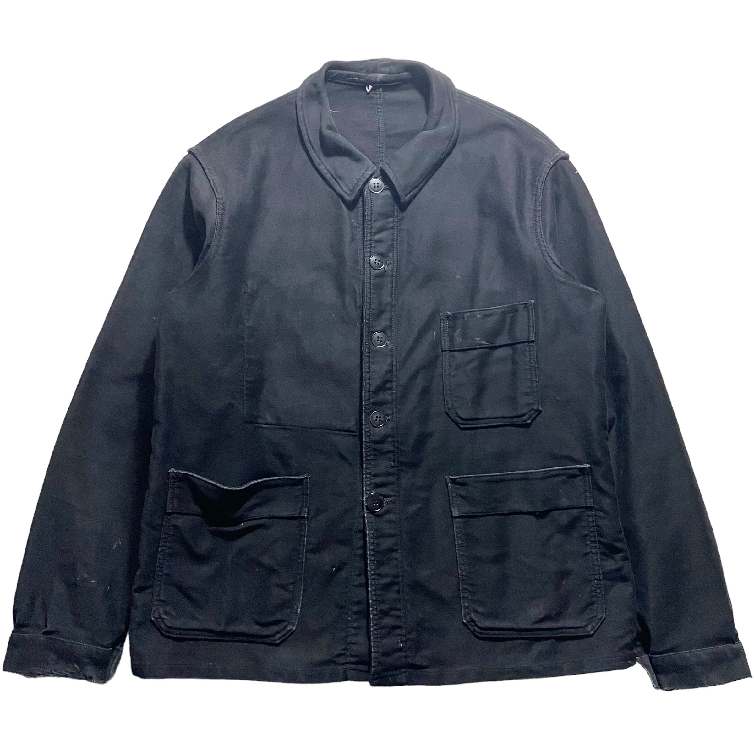 vintage 1950's French ADOLPHE LAFONT black moleskin jacket | NOIR