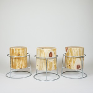 RING BASE STUMP STOOL_ROUGH HINOKI