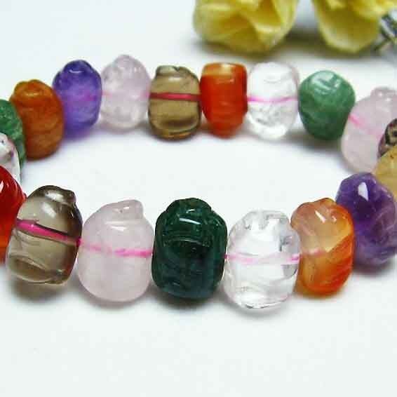 アゲート 手彫り-ブタ ブレスレット 14mm [M便 1/10] 711-66