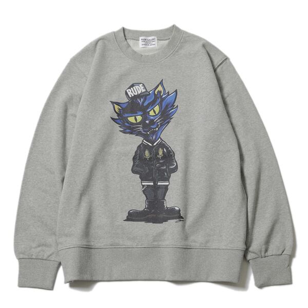 美品　RUDE GALLERY スウェット　4 【size XL】 グレー RUDE GALLERY】ルードギャラリー RUDE CAT CREW SWEAT (GRAY) クルー
