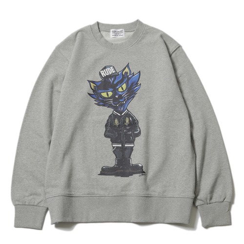 【RUDE GALLERY】ルードギャラリー RUDE CAT CREW SWEAT (GRAY) クルーネックスエット