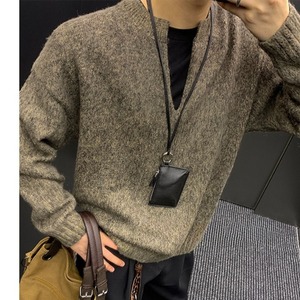 Vネックルーズシンプルニット　1074