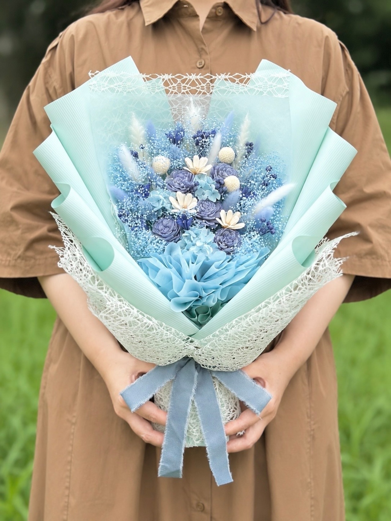 ドライフラワー花束(空色) □Lサイズ 【定番商品】 画像6