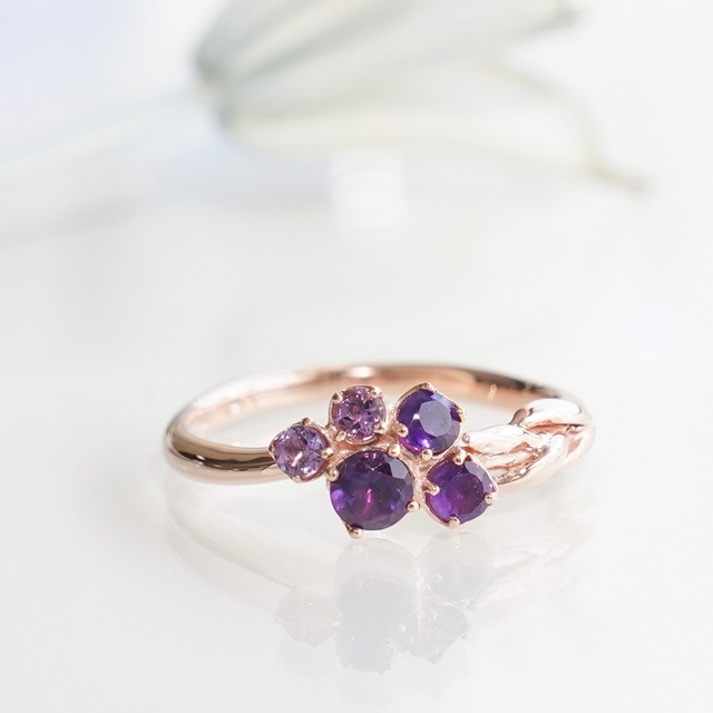 芳しい紫の花?ラベンダーリング ピンクゴールド アメジスト《送料無料》