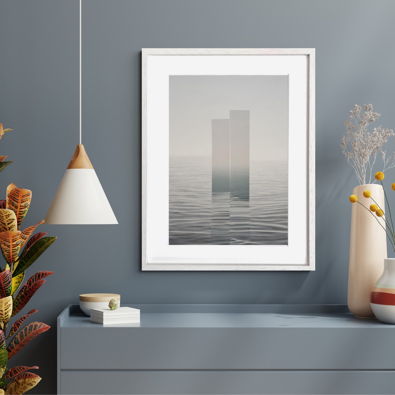 Ripple｜幻想的な湖の波紋を切り取ったヒーリングフォトアート｜北欧・モダン空間に映える額縁付きインテリアポスターA4ポスター
