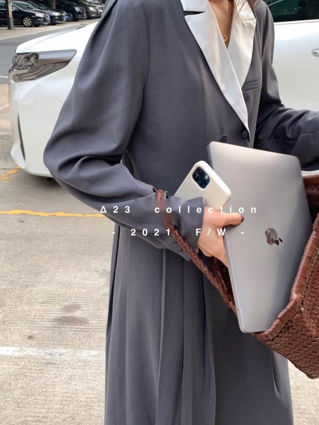 襟配色スーツワンピ　AJ33172-3188