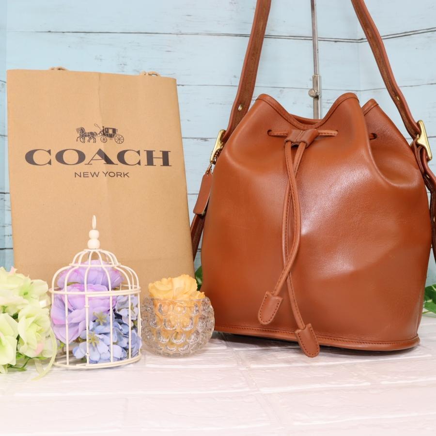 OLD COACH レザーワンショルダーバッグ 茶色 巾着バッグ オールド