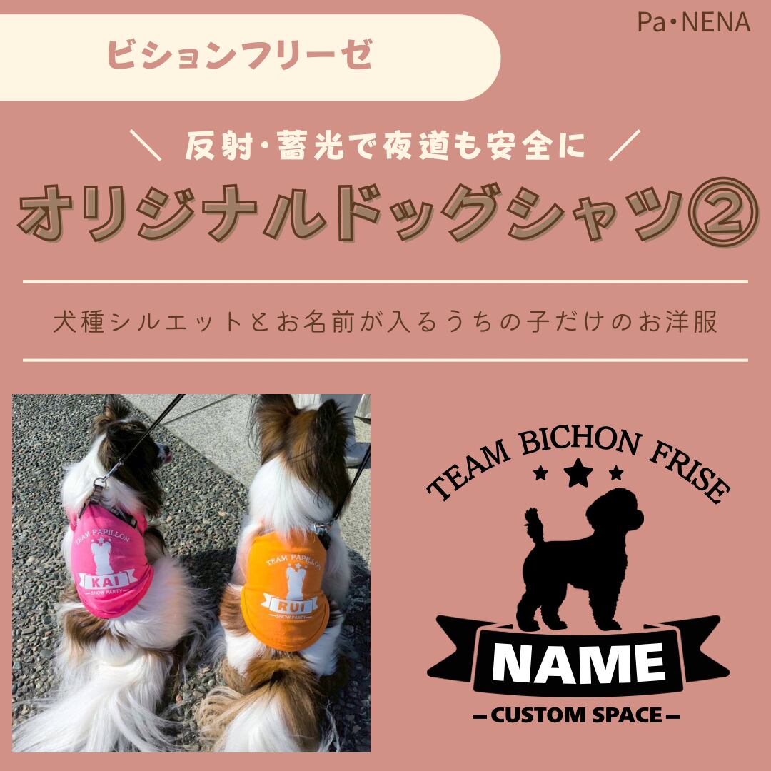 反射,蓄光素材あり! オリジナルドッグTシャツ(ビションフリーゼ)