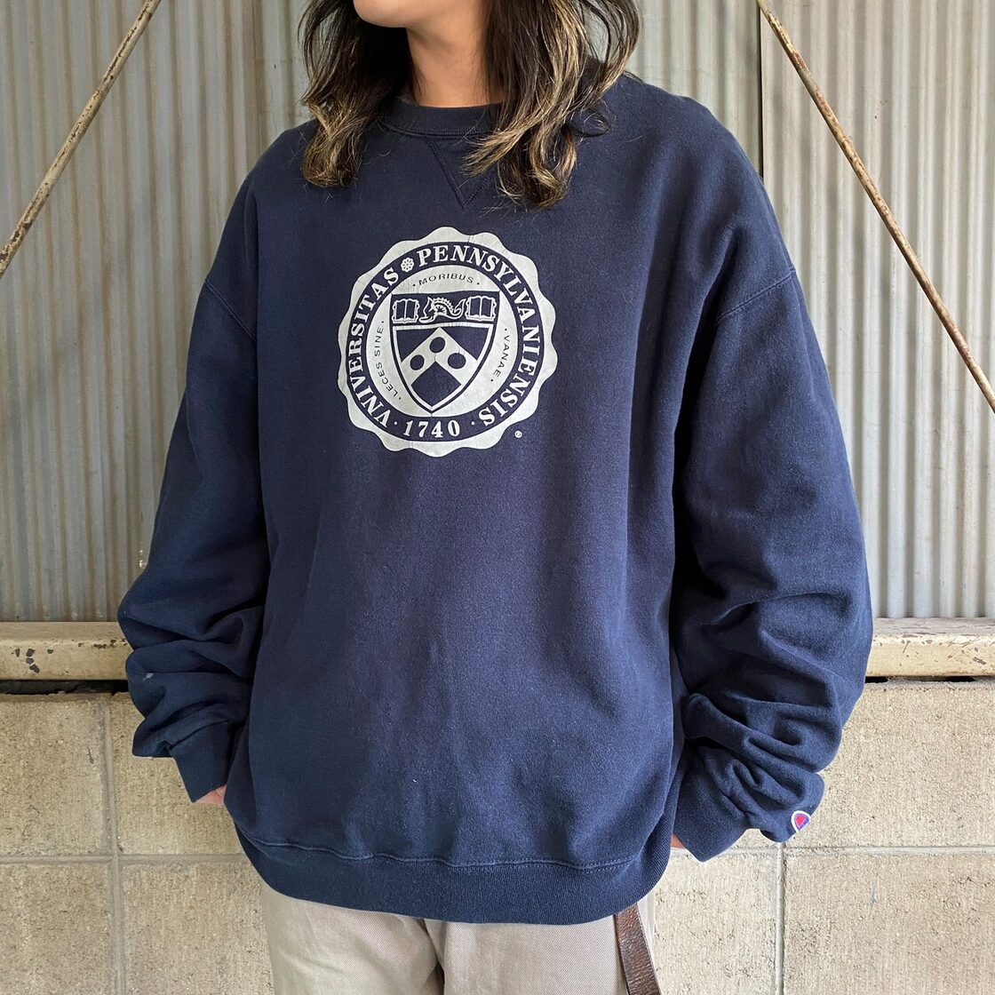 00年代 3色タグ Champion チャンピオン カレッジロゴ スウェット 