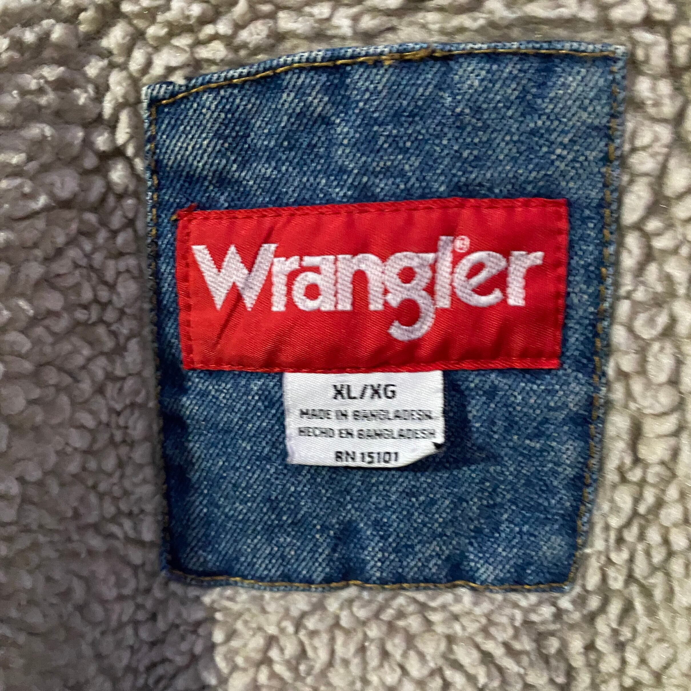 Wrangler ラングラー デニムボアジャケット メンズXL 古着 コーデュロイ襟 デニムジャケットcsa   cave  古着屋公式古着通販サイト