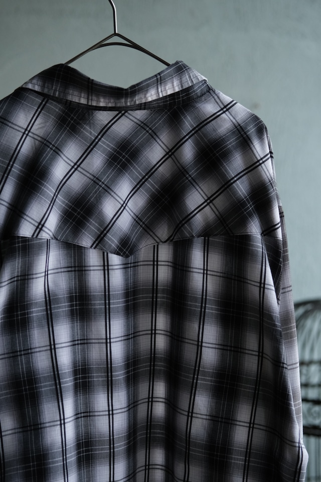 Utah/80's "ELY CATTLEMAN" ombre check western shirt