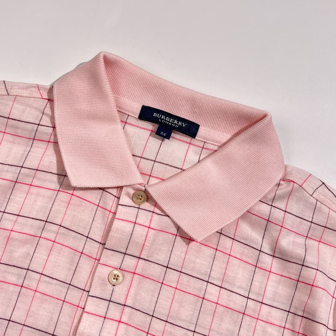 BURBERRY LONDON バーバリーロンドン チェック柄 半袖 ポロシャツ サイズ M /ピンク系 メンズ 三陽商会