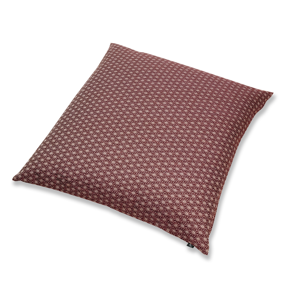 紬織り 座布団(カバーのみ)麻小紋 EE(えんじ) 55×59