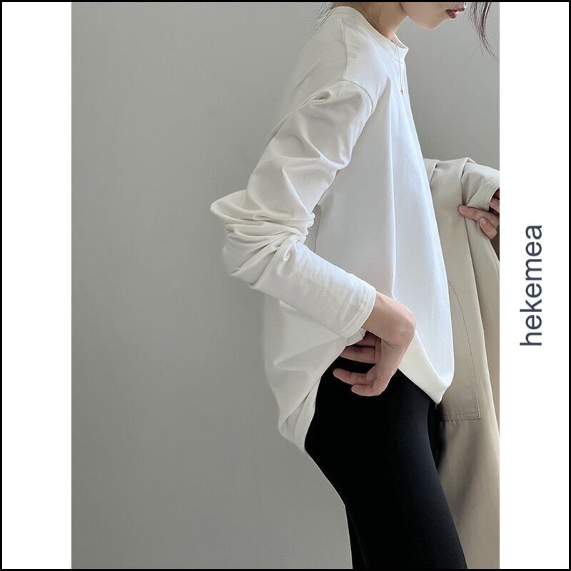 ラウンドネックシンプルロングTシャツ 232377