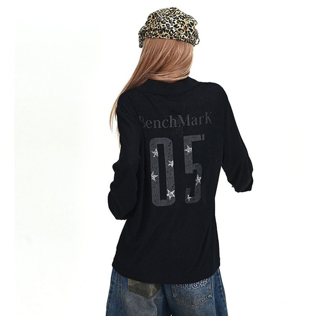 エンブレムグラフィックルーズフォルムポロトップス 2col   R01914