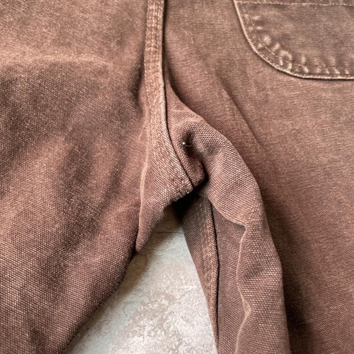 00s USA生地製 ダークブラウン ダブルニー Carhartt 32×34 詳細写真18