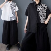 ビッグシルエット フラワー柄 プリントシャツ  30017