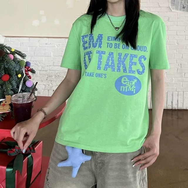 ドットレタープリントTシャツ 2col   R02459