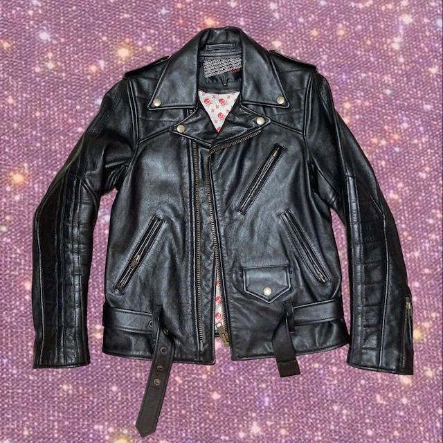 肩幅約55センチleather gimmick double riders jacket y2k